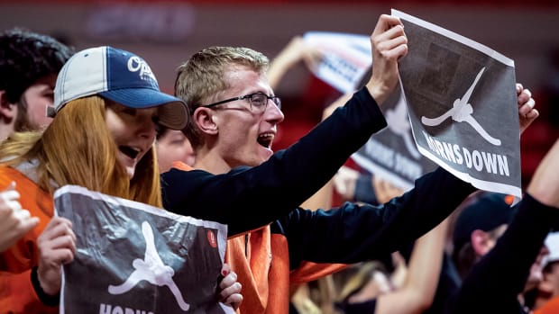 Oklahoma State Cowboys fans during the game against the Texas Longhorns at Gallagher-Iba Arena.