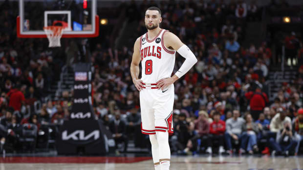 December 26, 2022; Chicago Bulls Guard Zach LaVine looks away during the game against the Houston Rockets at United Center.