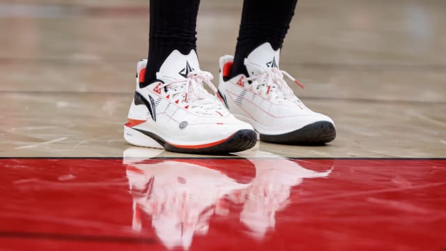 Miami Heat forward Jimmy Butler's white and black Li-Ning sneakers.