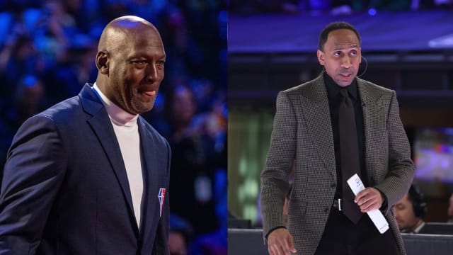 Michael Jordan and Stephen A. Smith at the 2024 NBA All-Star Weekend.