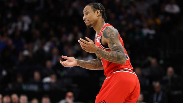 December 18, 2022; Chicago Bulls forward DeMar DeRozan frustrated during the game against the Minnesota Timberwolves at Target Center