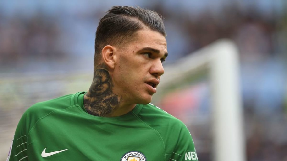 Ederson of Manchester City and his neck tattoo during the Premier... News  Photo - Getty Images