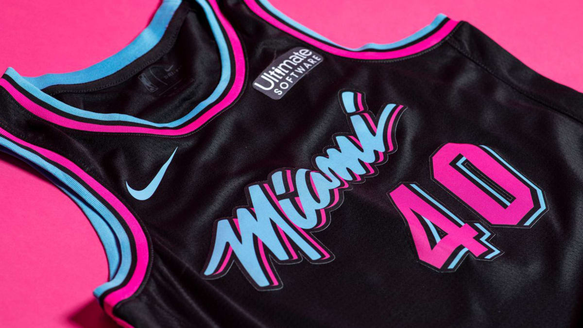 Miami Heat unveil Vice-themed basketball court