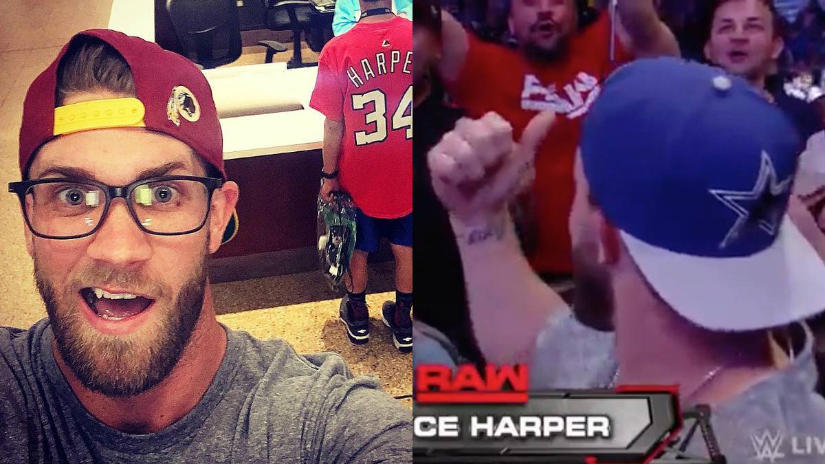 Bryce Harper wears Cowboys hat at Raw 