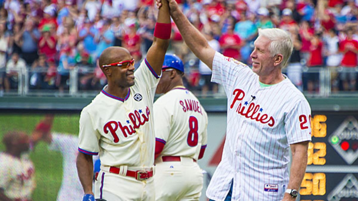 JIMMY ROLLINS Philadelphia Phillies 2008 Majestic Throwback Away