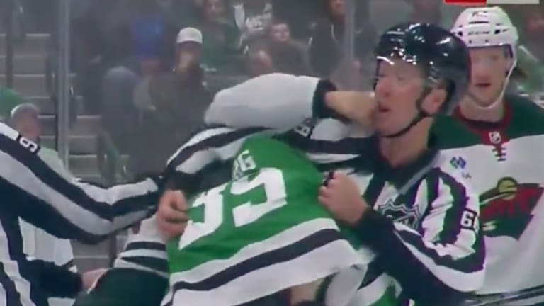After 'dirty' hit starts fight, Wild's Brandon Baddock clocks ref with errant punch