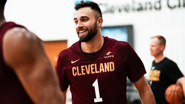 Max Strus at practices with the Cavaliers at Cleveland Clinic Courts in Independence.
