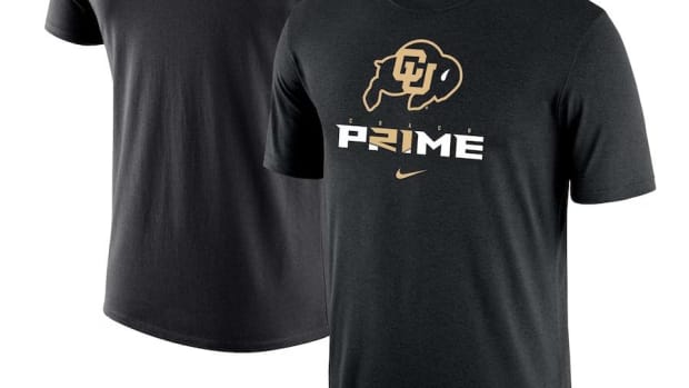 Deion Sanders' black and gold "Coach Prime" shirt.