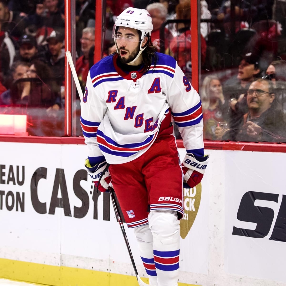 New York Rangers' Mika Zibanejad in action during an NHL hockey