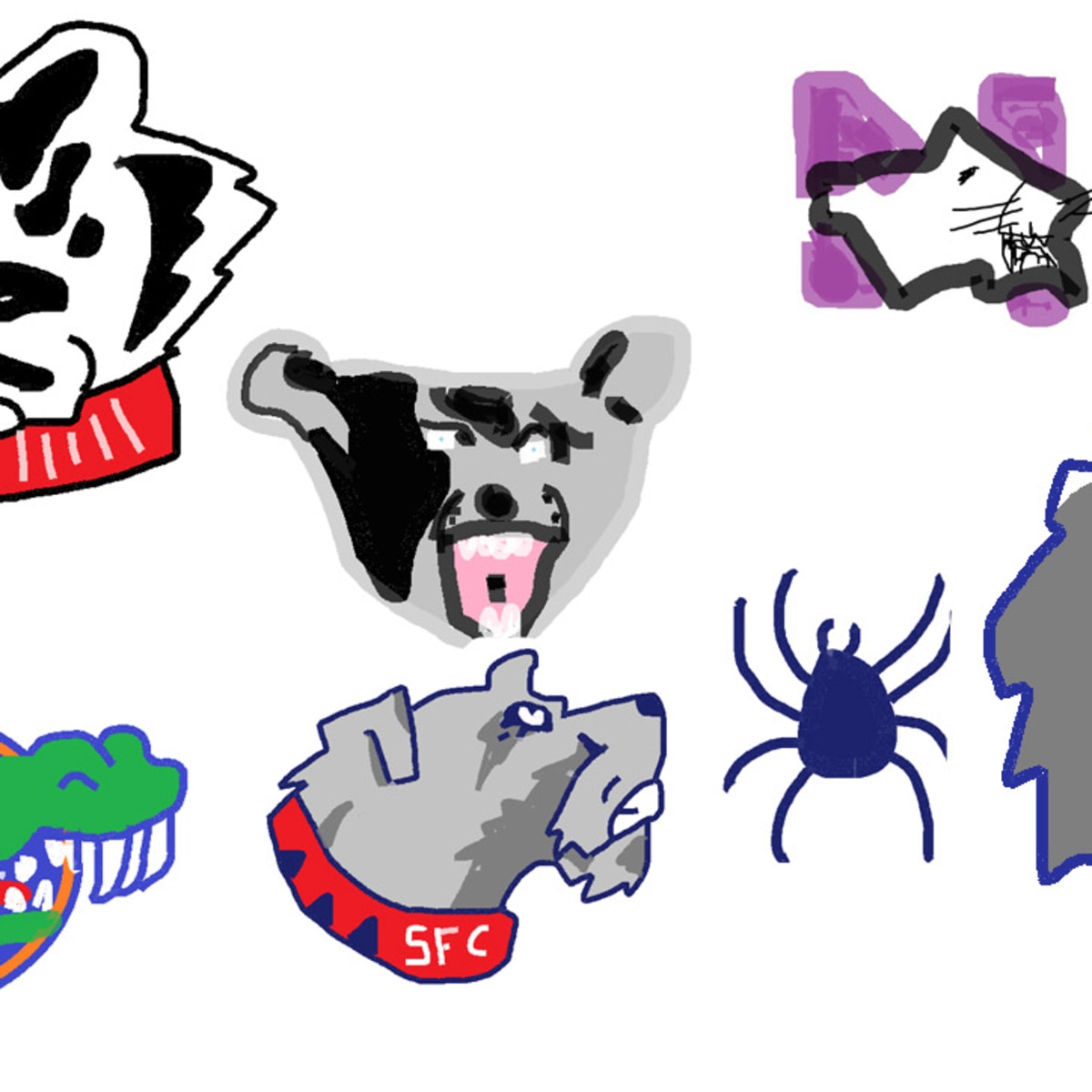 College basketball logos on MS paint done by reddit user
