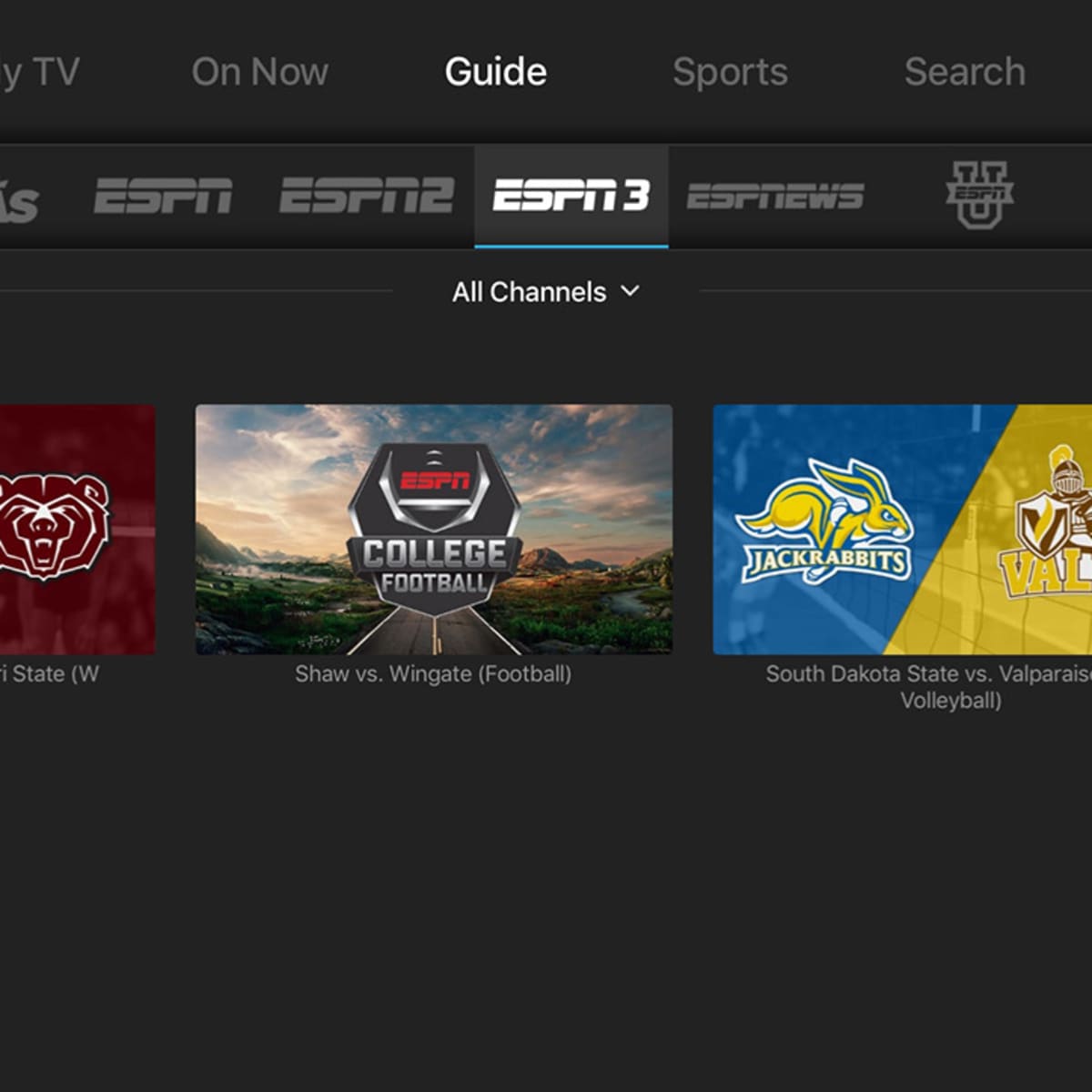 Sling TV Launches ESPN3, SEC Network Plus in channel guide
