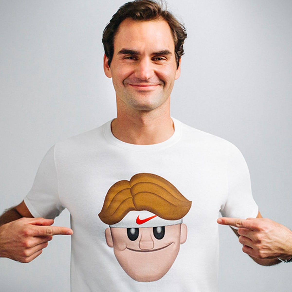 Details on Roger Federer emoji shirts by Nike, artist Michael Lau