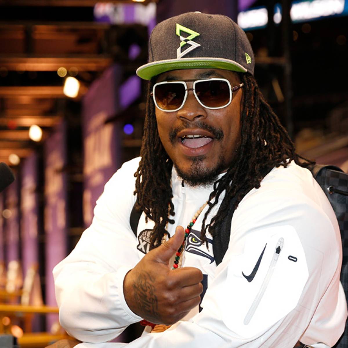 Marshawn Lynch Beast Mode hat on media 