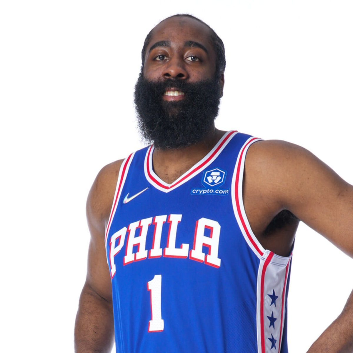 James Harden Philadelphia 76ers Game-Used #1 White Jersey vs. Orlando Magic  on March 13th and