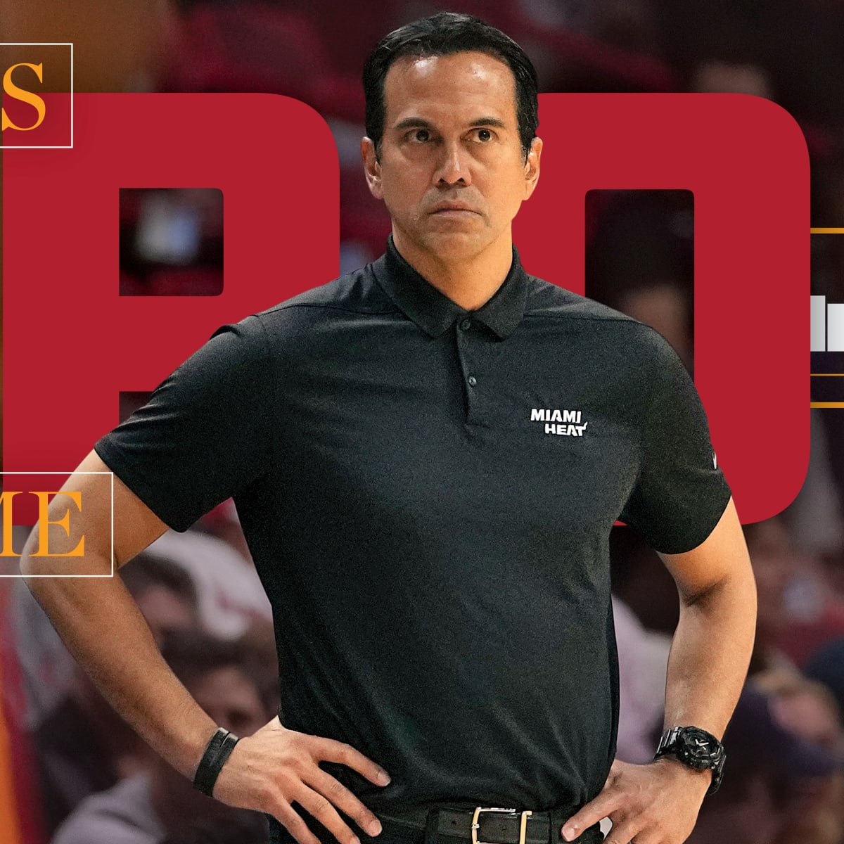 Miami Heat head coach Erik Spoelstra, right, presents a 2011-12