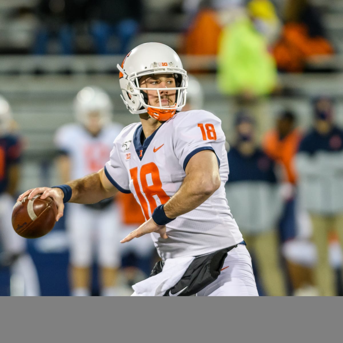 August 28, 2021: Illinois Fighting Illini quarterback Brandon Peters (18)  in action during the NCAA football game between Illinois Fighting Illini vs  Nebraska Cornhuskers at Memorial Stadium in Champaign, Illinois. Dean  Reid/CSM/Sipa