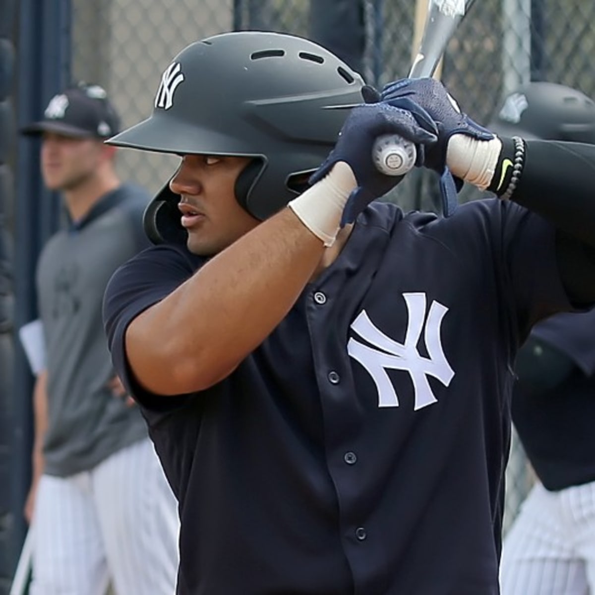 Yankees news: Super prospect Jasson Dominguez promoted to Doub yankees  batting practice jersey le-A