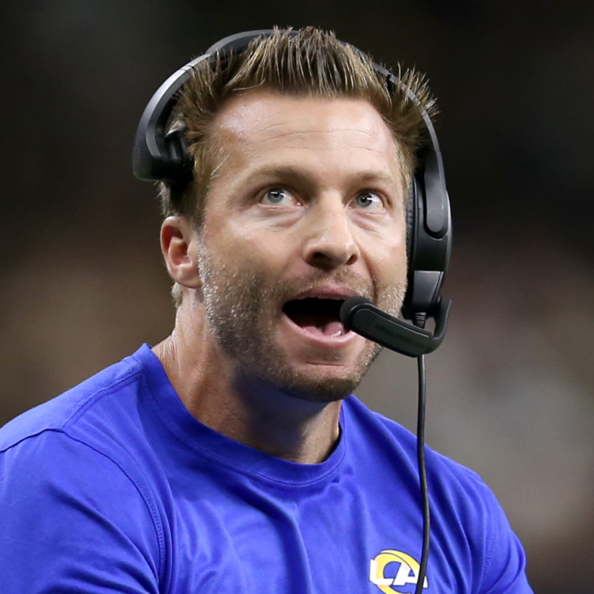 Rams' Sean McVay Takes a Helmet to the Jaw in Game vs. Chiefs - Sports  Illustrated