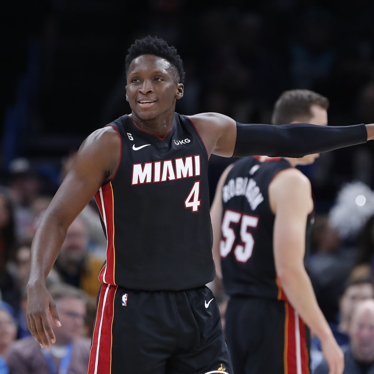 Miami Heat guard Victor Oladipo (4) in action during the second half of an  NBA basketball game against the Washington Wizards, Friday, April 7, 2023,  in Washington. (AP Photo/Nick Wass Stock Photo - Alamy