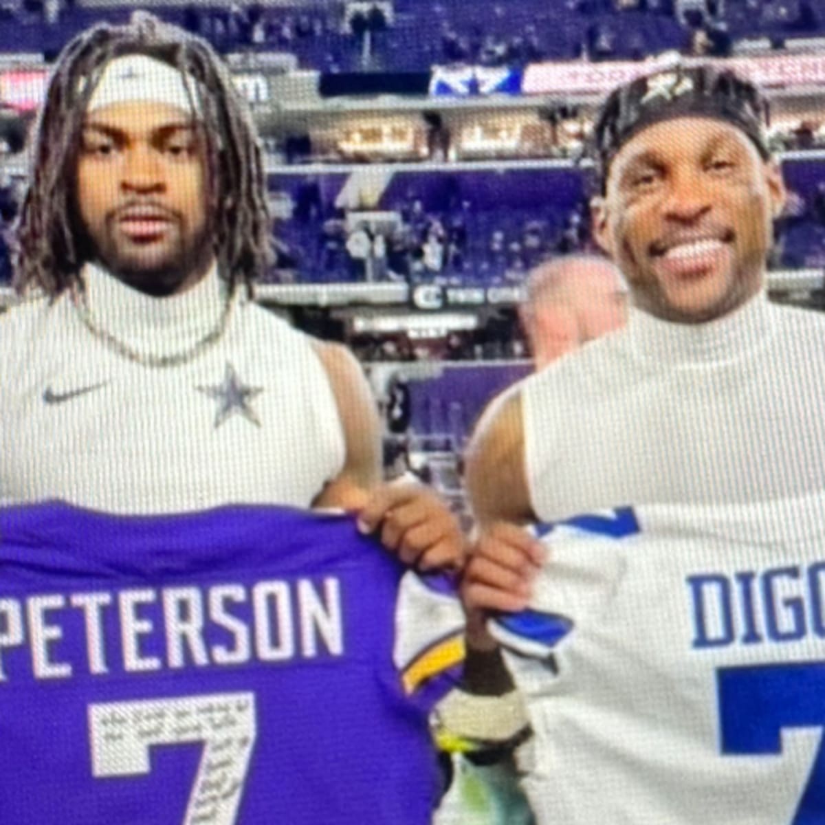Trevon Diggs calls Patrick Peterson the GOAT 🐐 during postgame jersey swap  #shorts 