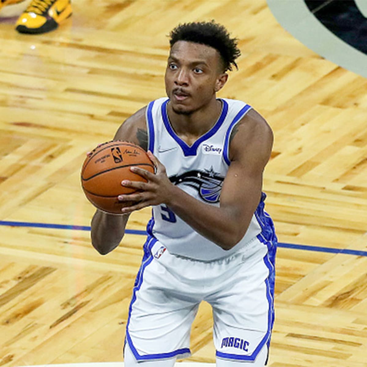 Wendell Carter Jr. #34 of the Orlando Magic fixes his glasses