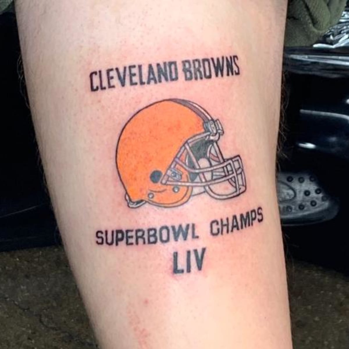 Browns fan gets Super Bowl champsions tattoo before Week 1 photo  Sports  Illustrated