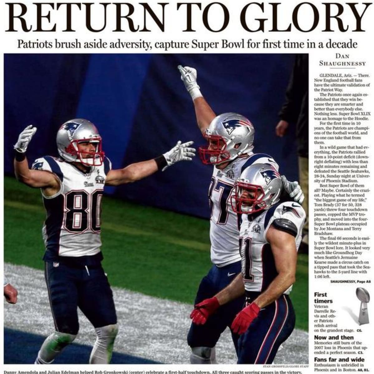 Super Bowl 2015: Boston newspapers celebrate New England Patriots' victory  - Sports Illustrated
