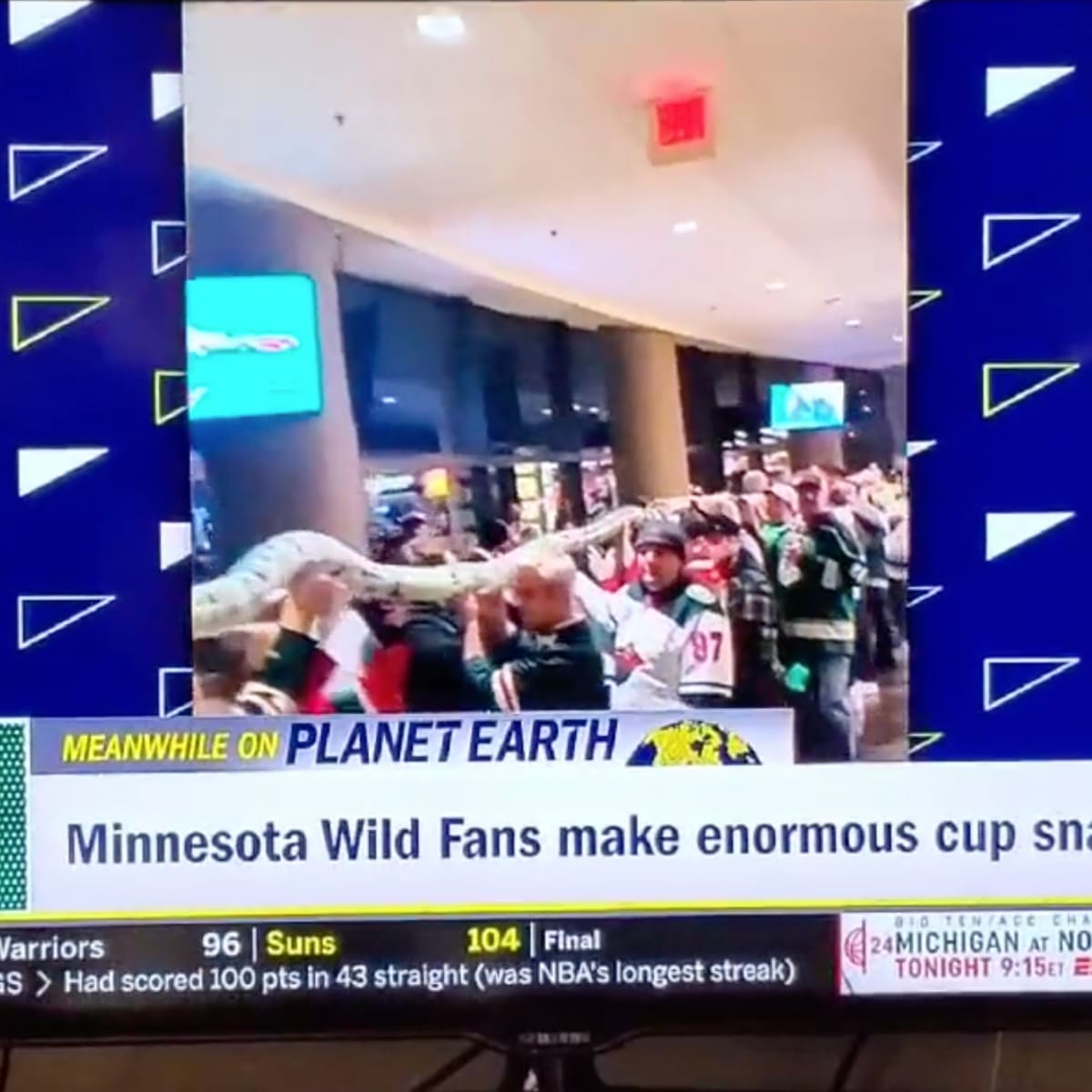 ESPN's 'Booger' makes fun of Minnesota Wild fans' record cup snake - Sports  Illustrated Minnesota Sports, News, Analysis, and More