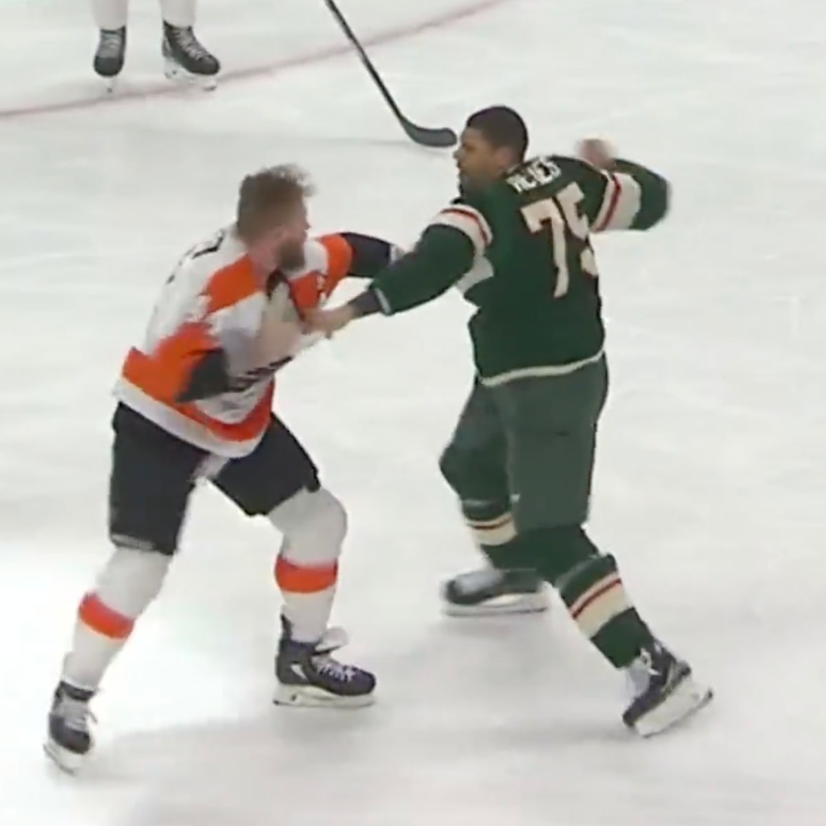 Watch Haymakers fly as Wild, Flyers fight 3 times in 15 seconds