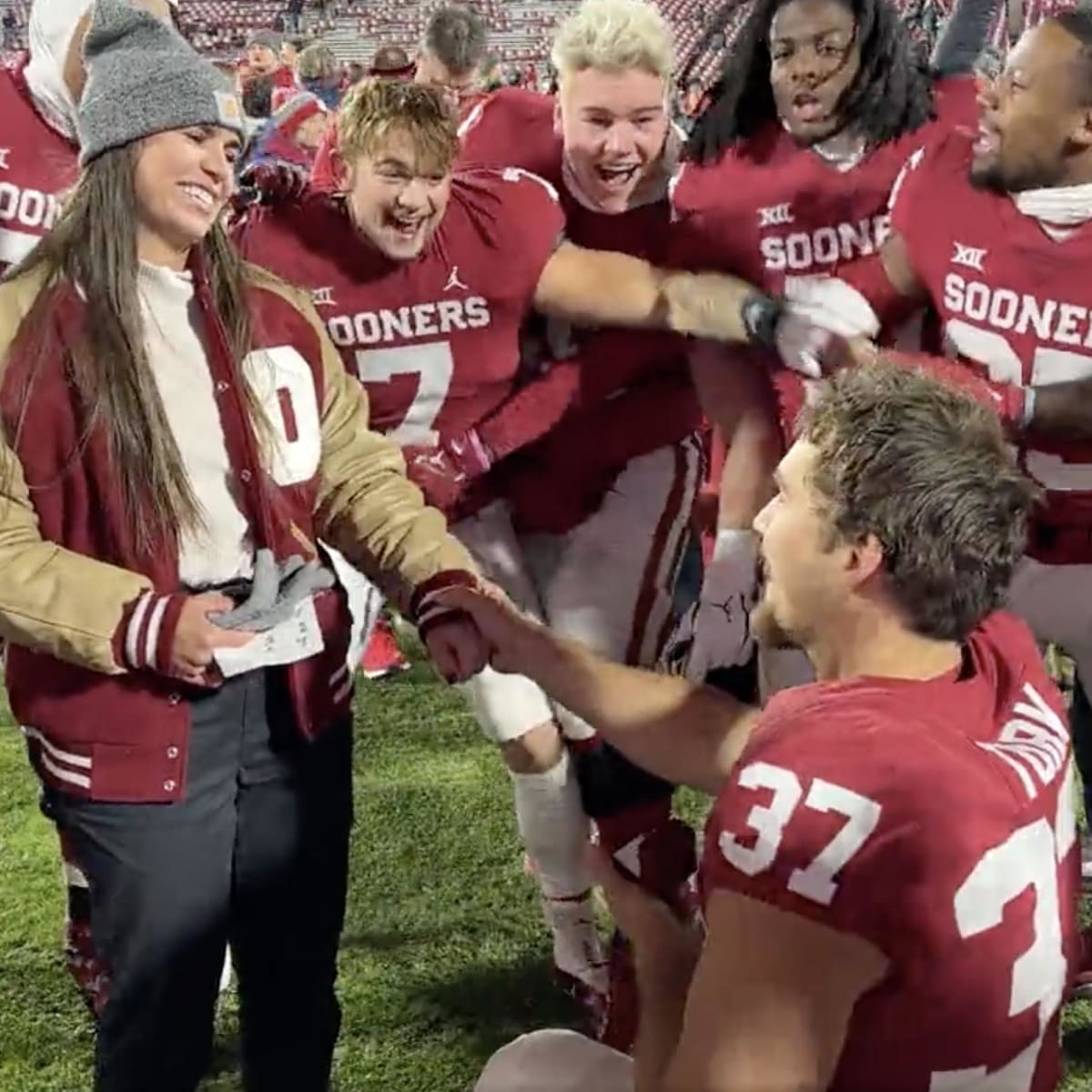 All-American Couple: Oklahoma P Michael Turk's Marriage Proposal to SS Grace Lyons Goes Viral - Sports Illustrated Oklahoma Sooners News, Analysis and More