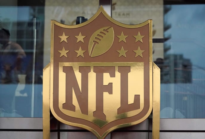 Feb 1, 2020; Miami Gardens, Florida, USA; General overall view of NFL golden shield logo at the NFL Honors show at the Adrienne Arsht Center.
