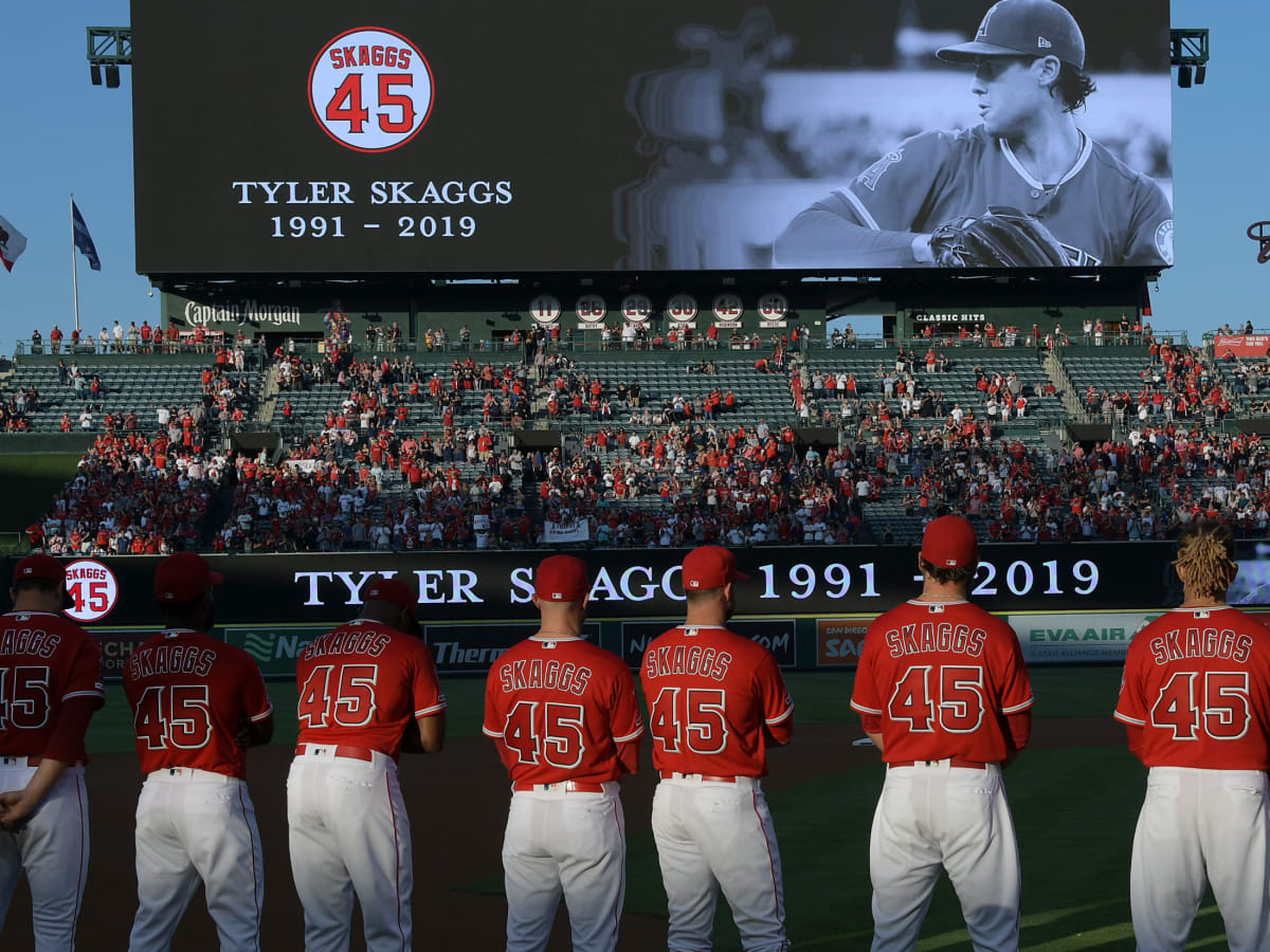 Angels' Tommy La Stella, Mike Trout wearing No. 45 at MLB All-Star Game to  honor late teammate Tyler Skaggs 