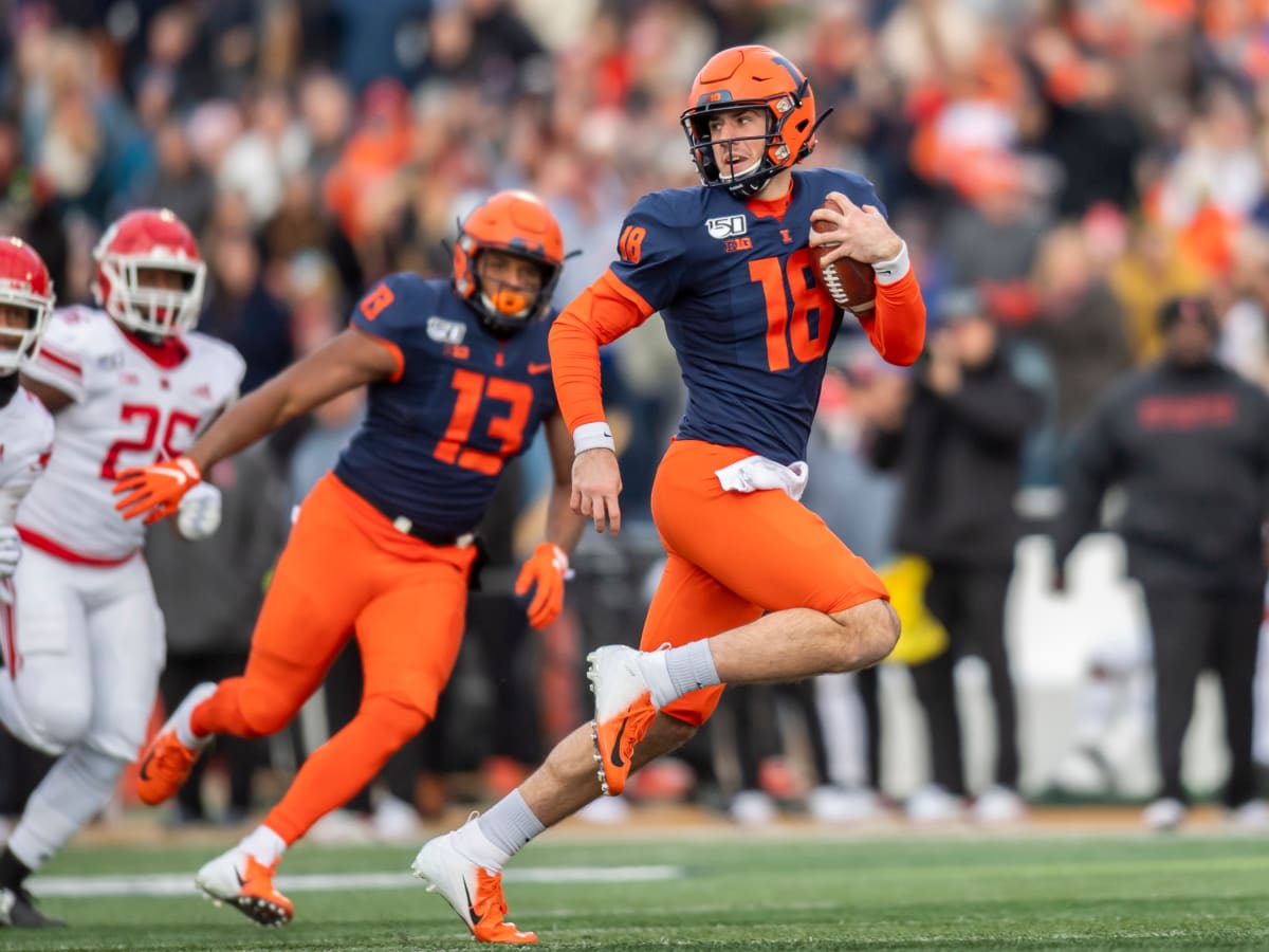 August 28, 2021: Illinois Fighting Illini quarterback Brandon Peters (18)  in action during the NCAA football game between Illinois Fighting Illini vs  Nebraska Cornhuskers at Memorial Stadium in Champaign, Illinois. Dean  Reid/CSM/Sipa