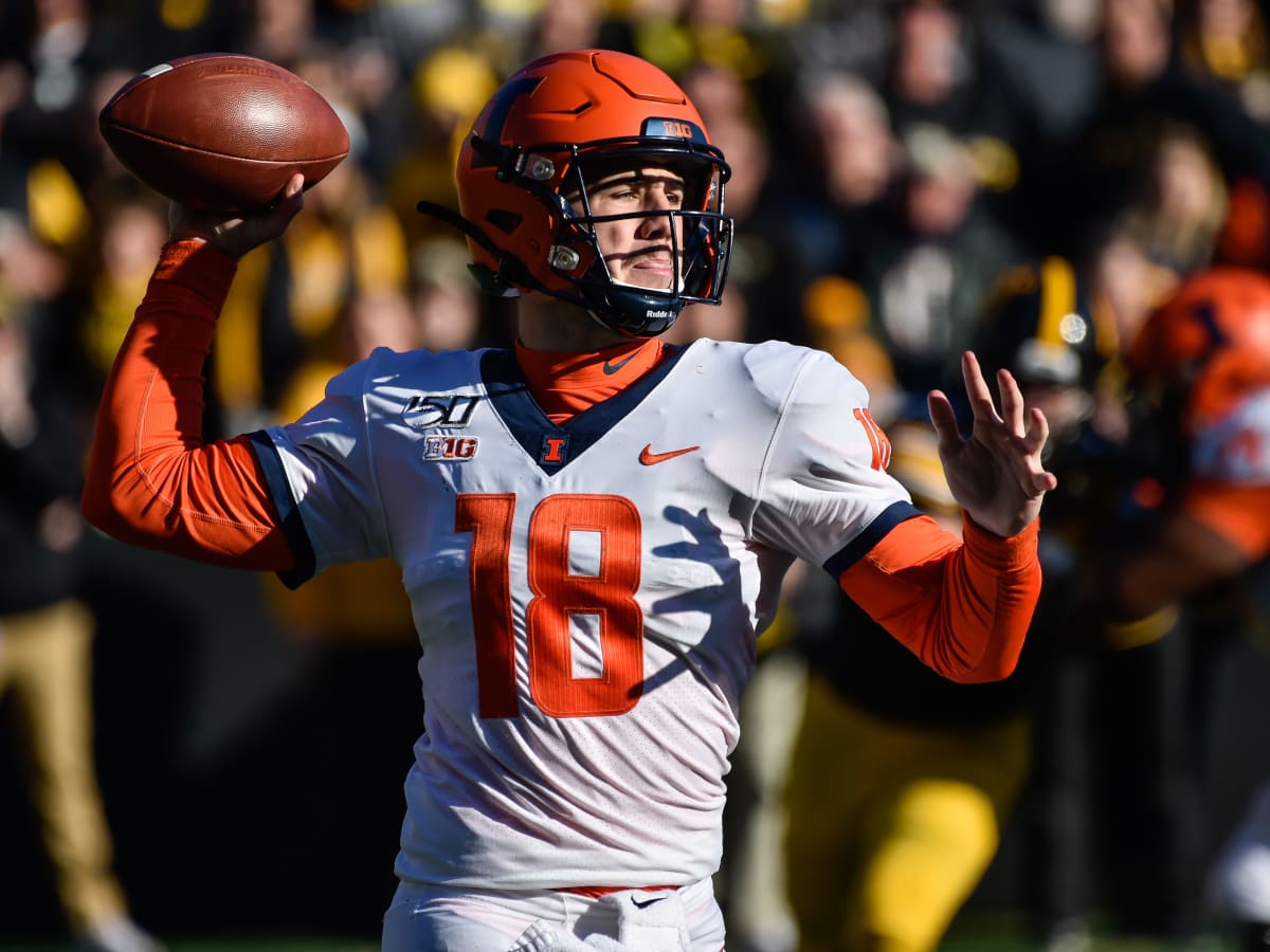 August 28, 2021: Illinois Fighting Illini quarterback Brandon Peters (18)  in action during the NCAA football game between Illinois Fighting Illini vs  Nebraska Cornhuskers at Memorial Stadium in Champaign, Illinois. Dean  Reid/CSM/Sipa