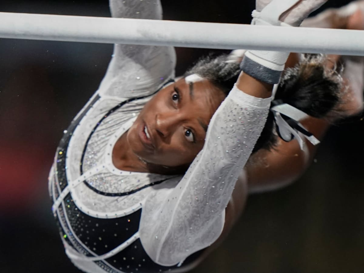 Simone Biles returns to competition with a smile, style—and