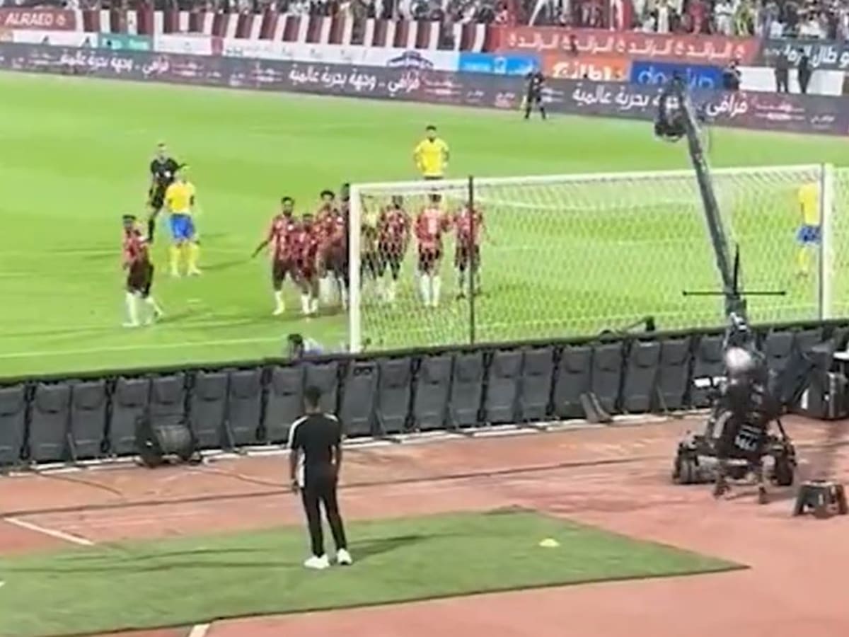 You good bro? 😂💀 Ronaldo's Free kick hit the camera man… #ronaldo #cr7  #goat #football #futbol #fy 