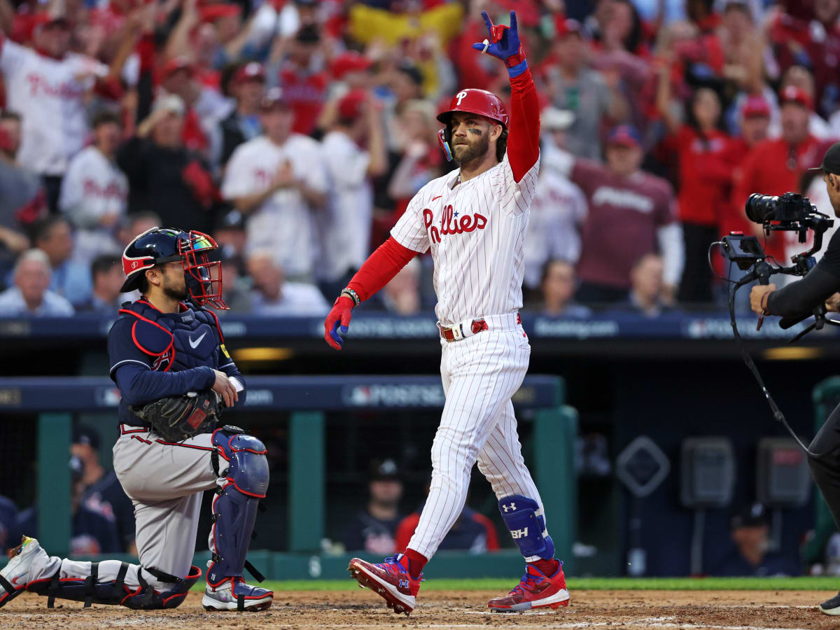 Superstar Bryce Harper Shows Up to NLDS Game 4 in Custom Philadelphia  Phillies Suit - Fastball