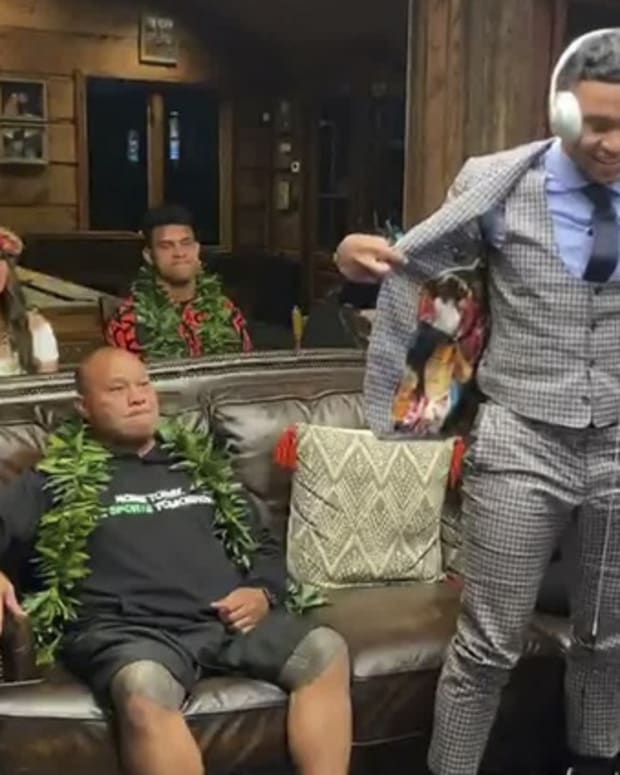 Tua Tagovailoa at his parents' home in Hawaii on the night of the 2020 NFL Draft