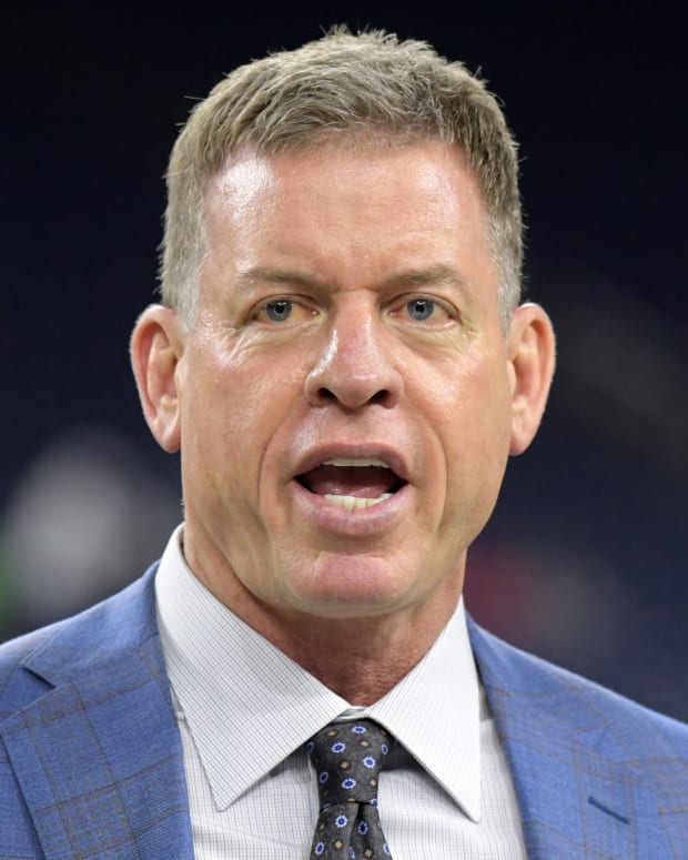 Nov 21, 2019; Houston, TX, USA; Dallas Cowboys former quarterback Troy Aikman attends the NFL game between the Houston Texans and the Indianapolis Colts at NRG Stadium.
