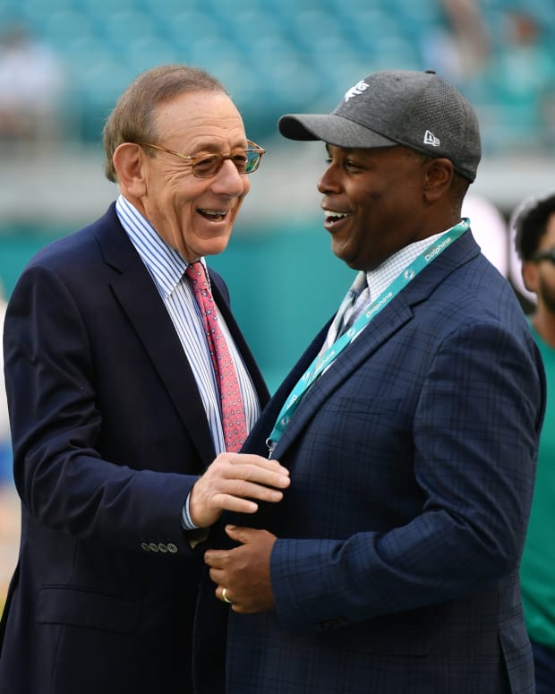 Miami Dolphins owner Stephen Ross with GM Chris Grier