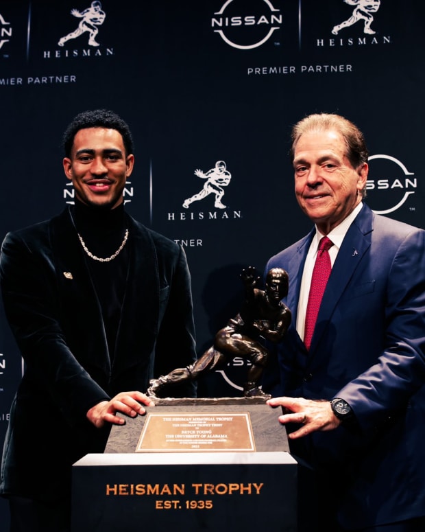 Nick Saban, Bryce Young at the 2021 Heisman Trophy Ceremony