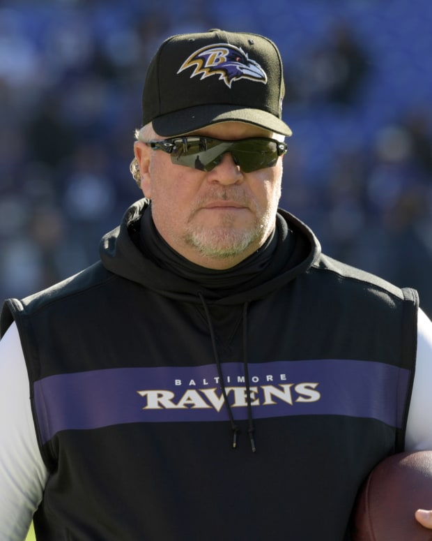 Jan 6, 2019; Baltimore, MD, USA; Baltimore Ravens defensive coordinator Don Martindale during an AFC Wild Card playoff football game against the Los Angeles Chargers at M&T Bank Stadium. The Chargers defeated the Ravens 23-17. Mandatory Credit: Kirby Lee-USA TODAY Sports