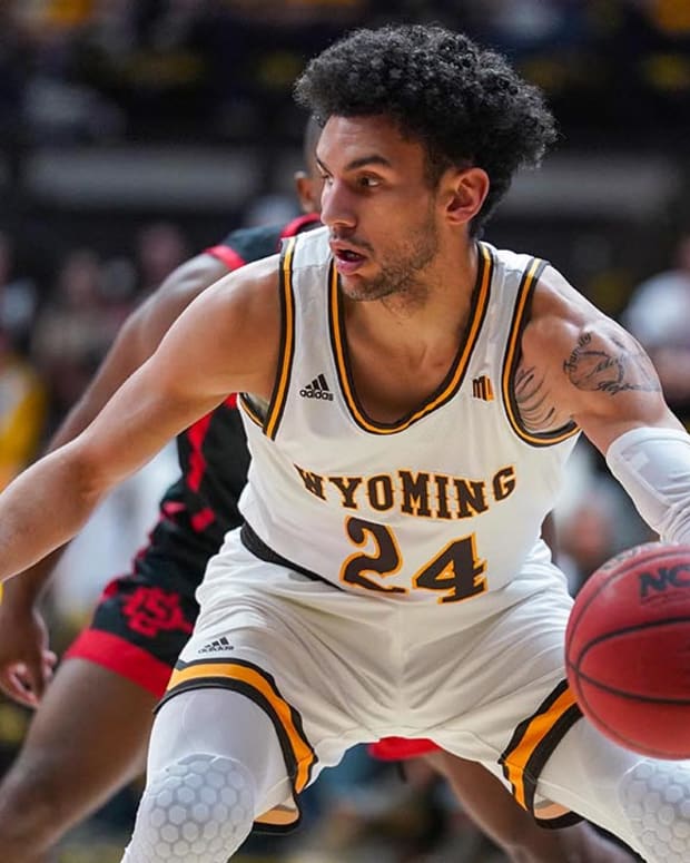 Wyoming Cowboys guard Hunter Maldonado (24) controls the ball against the San Diego State Aztecs during the first half at Arena-Auditorium.