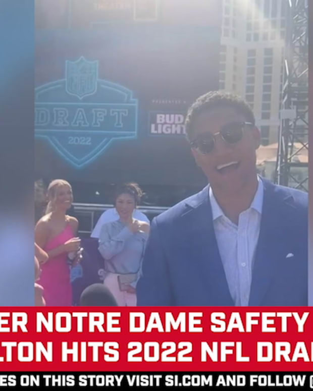 043022-Former Notre Dame Kyle Hamilton Hits 2022 NFL Draft Red Carpet