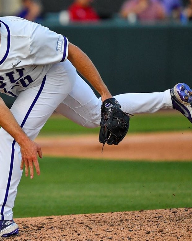 Cam Brown of TCU Baseball pitched in relief on Friday, May 6 for the win over Oklahoma.
