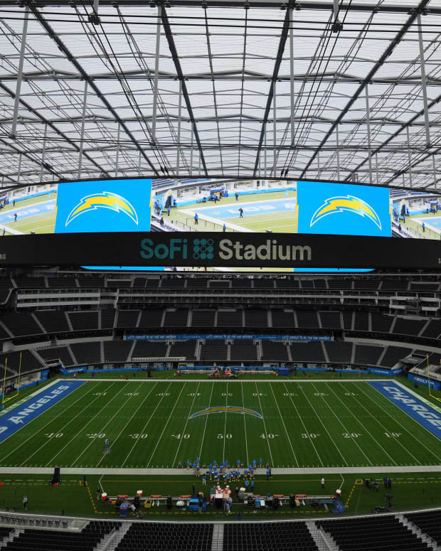 Dec 16, 2021; Inglewood, California, USA; A general overall view of SoFi Stadium before the game between the Los Angeles Chargers and the Kansas City Chiefs. Mandatory Credit: Kirby Lee-USA TODAY Sports