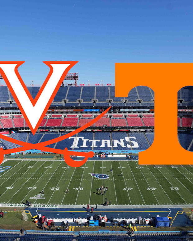 Virginia Cavaliers vs. Tennessee Volunteers 2023 college football at Nissan Stadium in Nashville.