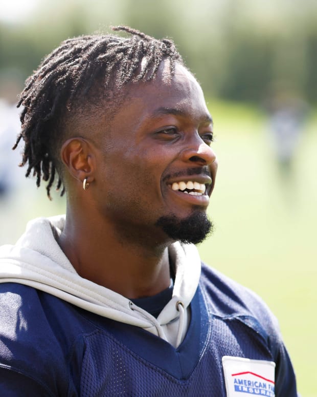 Seattle Seahawks wide receiver Marquise Goodwin (15) returns to the locker room following an OTA workout at the Virginia Mason Athletic Center.