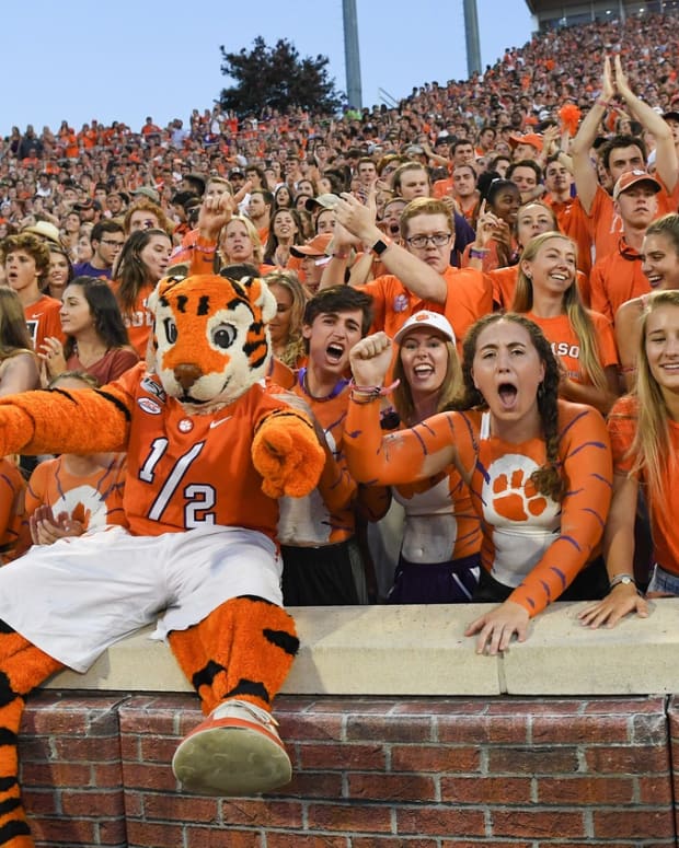 Fans in Memorial Stadium as the Clemson Tigers host the Charlotte 49ers