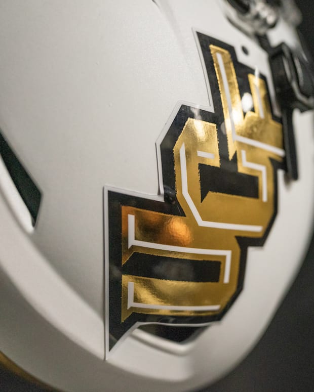 UCF White Helmet with Gold and Black Lettering